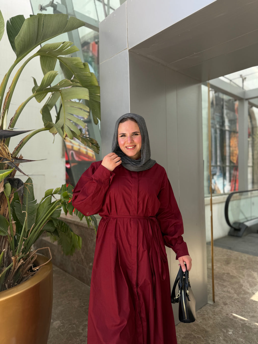 RAFEAF DRESS (Burgundy)