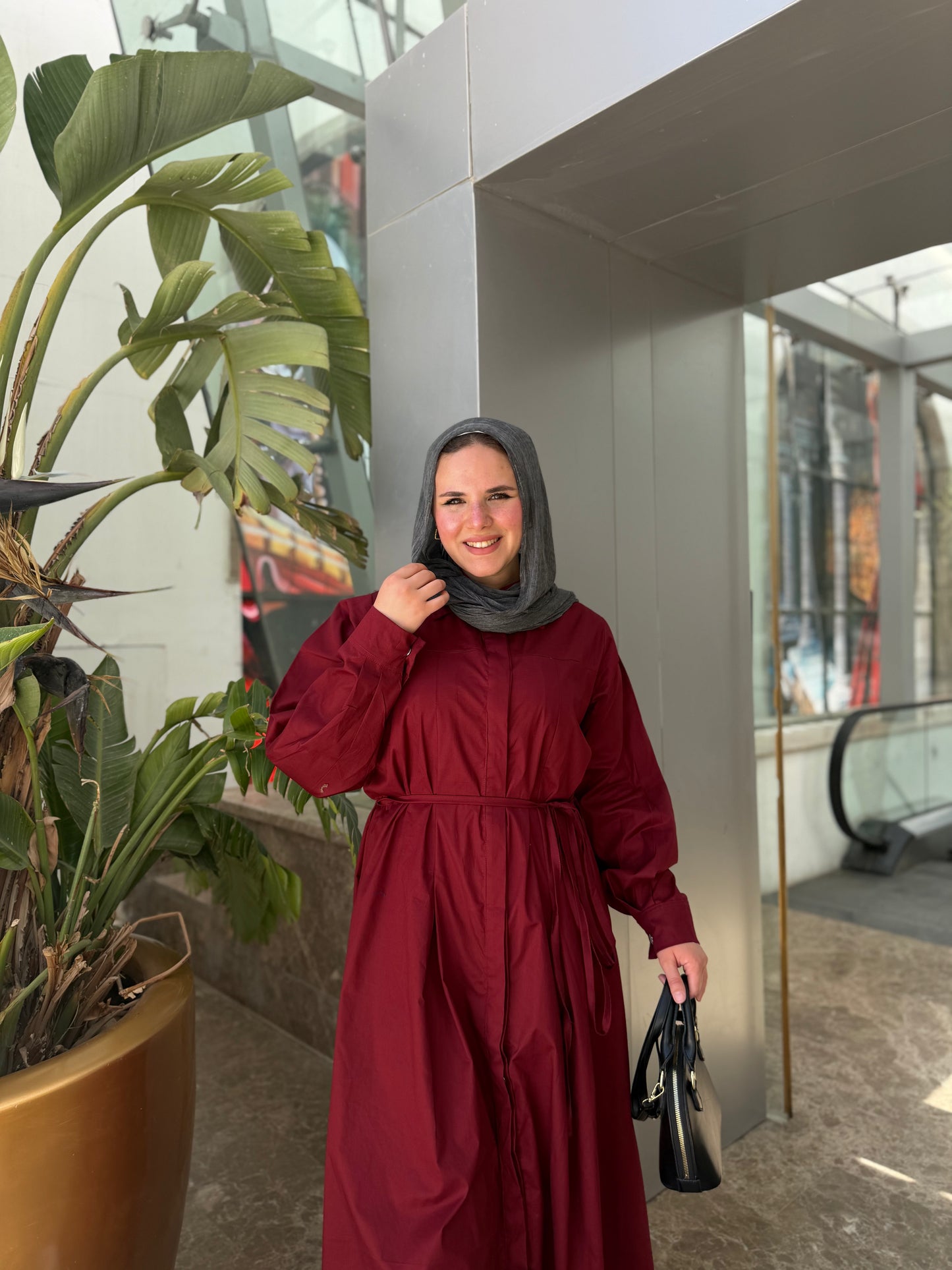 RAFEAF DRESS (Burgundy)