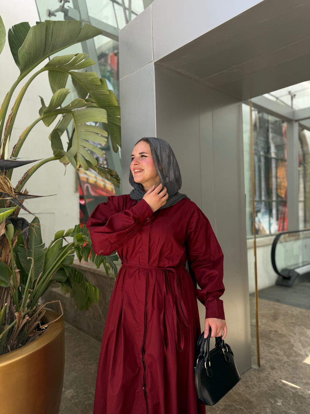 RAFEAF DRESS (Burgundy)